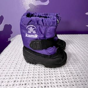 Kamik Toddler Girl’s Size 5 Purple Winter Lined  Snow Boots Slip On